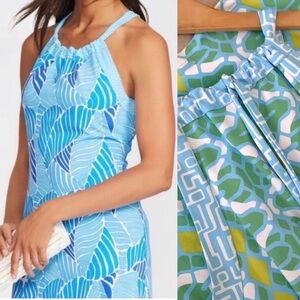 J.McLaughlin Marina Blue Green Halter Dress